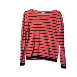 J. Crew Striped Sweater Salmon and Black Long Sleeve Size Small